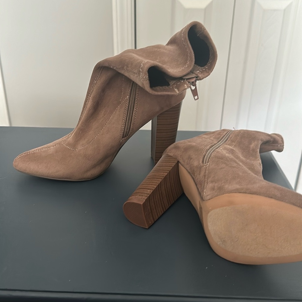 4” tan suede boots.